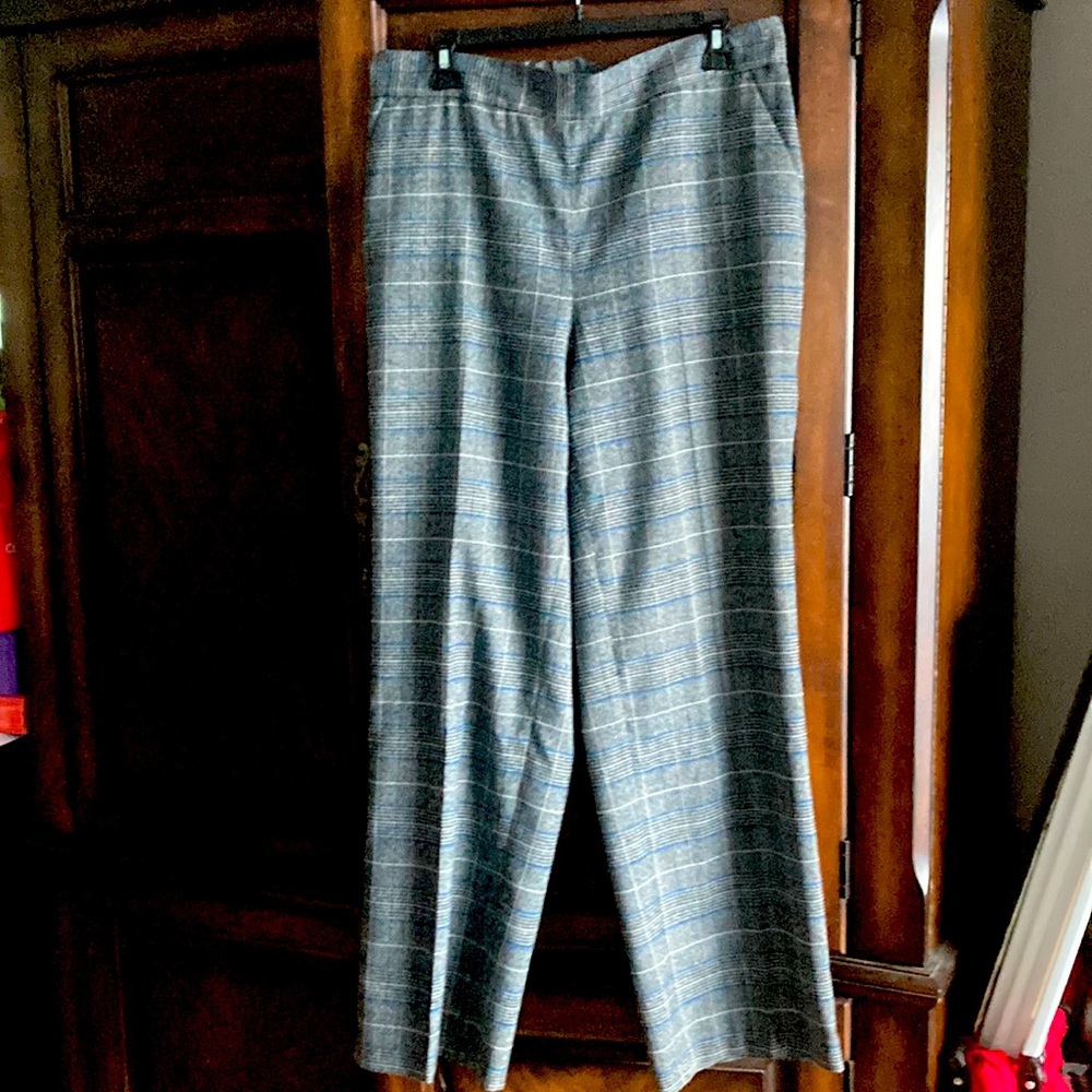 Kasper blue plaid pull on pants